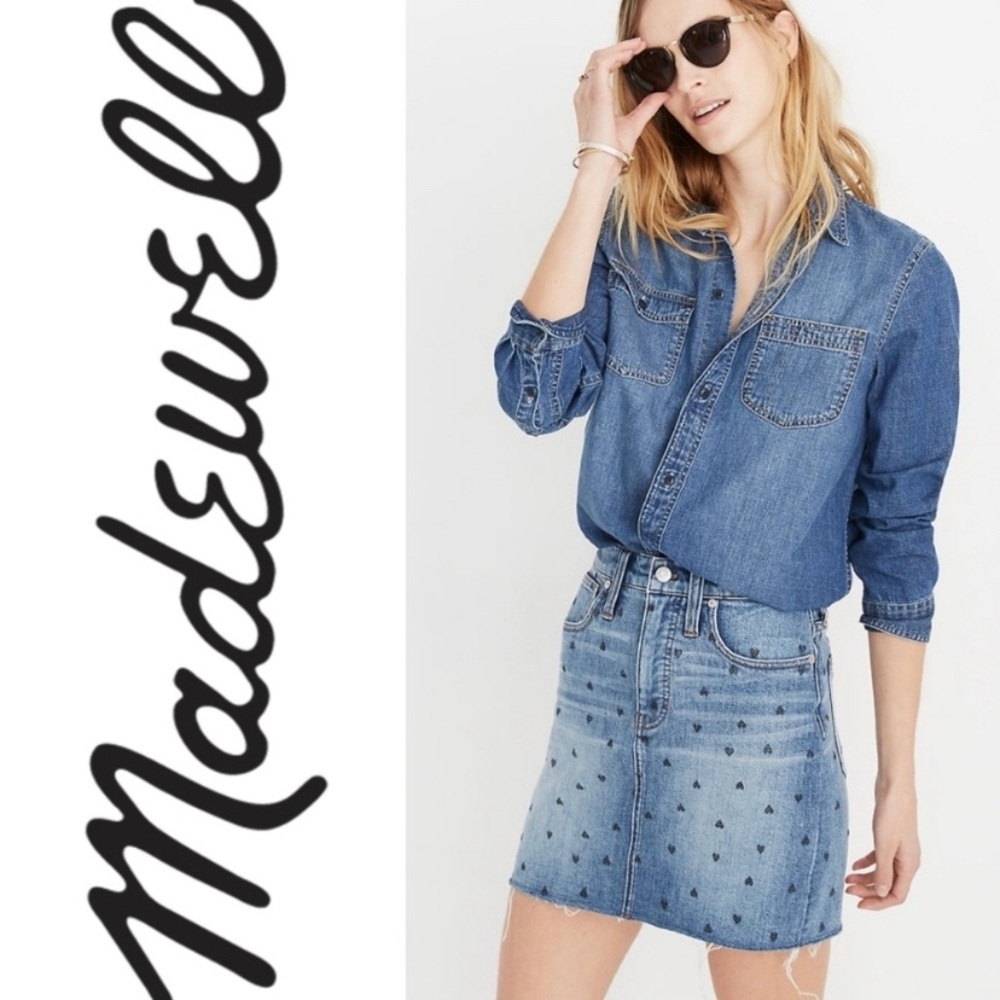 Madewell Stretch Denim Straight Heart Skirt